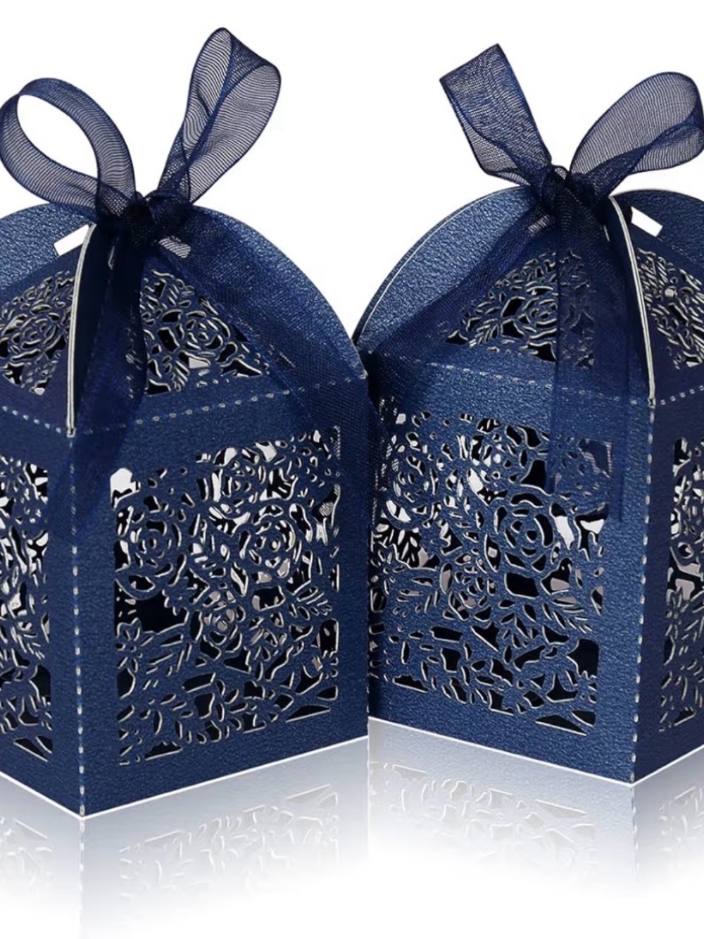 Doyide Laser Cut Party Favor Boxes Navy Blue